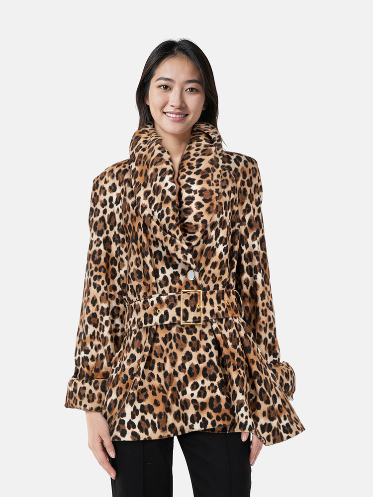 Rowen Rose FW24 The State of Grace Brown Leopard Print Coat