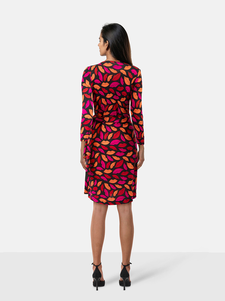 Diane Von Furstenberg Lips Print Silk Wrap Dress