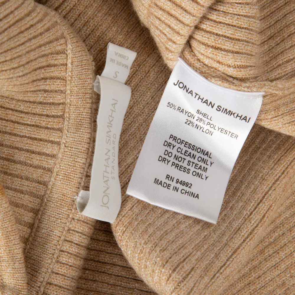 Jonathan Simkhai Beige Ribbed Cut Out Turtleneck