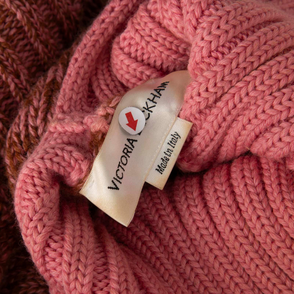 Victoria Beckham Brown & Pink Wool Turtleneck Sweater