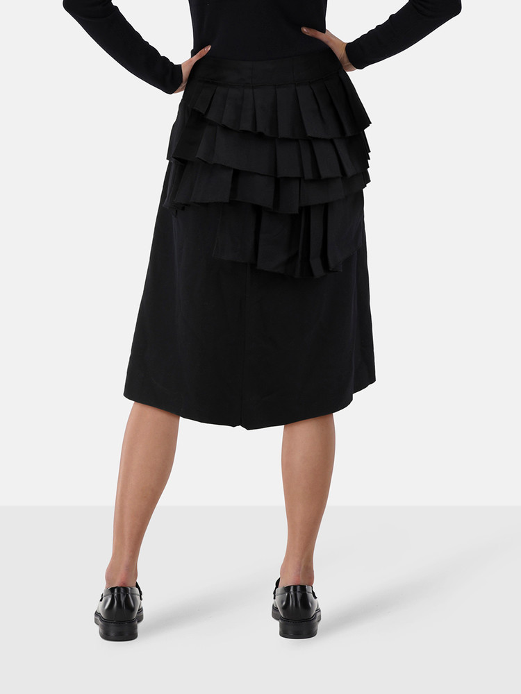 Marni Black Ruffled Knee Length Skirt