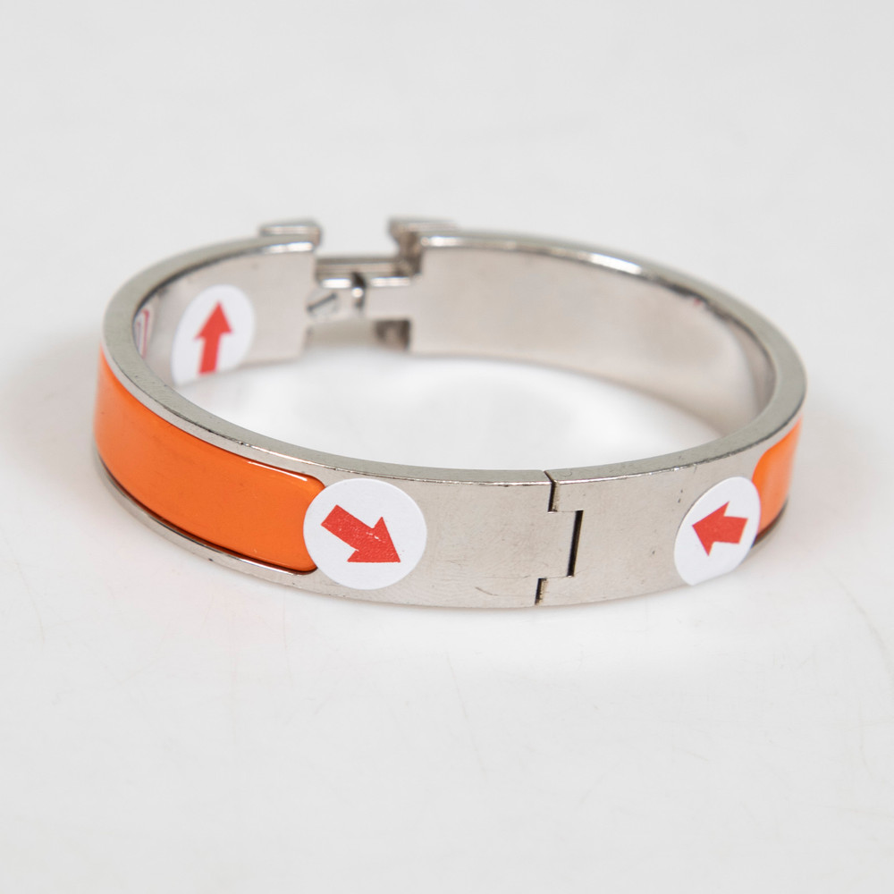 Hermès Orange Fruité Palladium Plated Clic H Bracelet