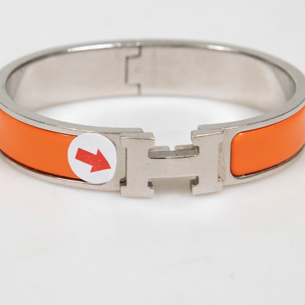 Hermès Orange Fruité Palladium Plated Clic H Bracelet