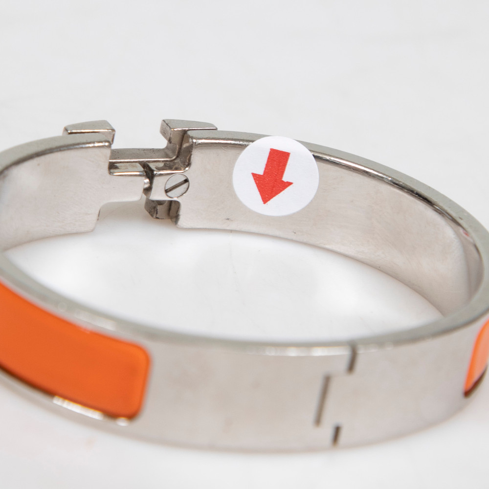 Hermès Orange Fruité Palladium Plated Clic H Bracelet