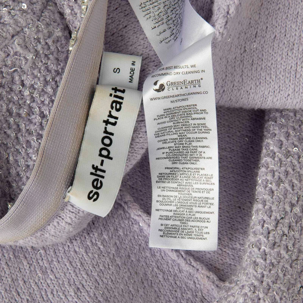 Self-Portrait Lilac Sequin Knit Mini Dress