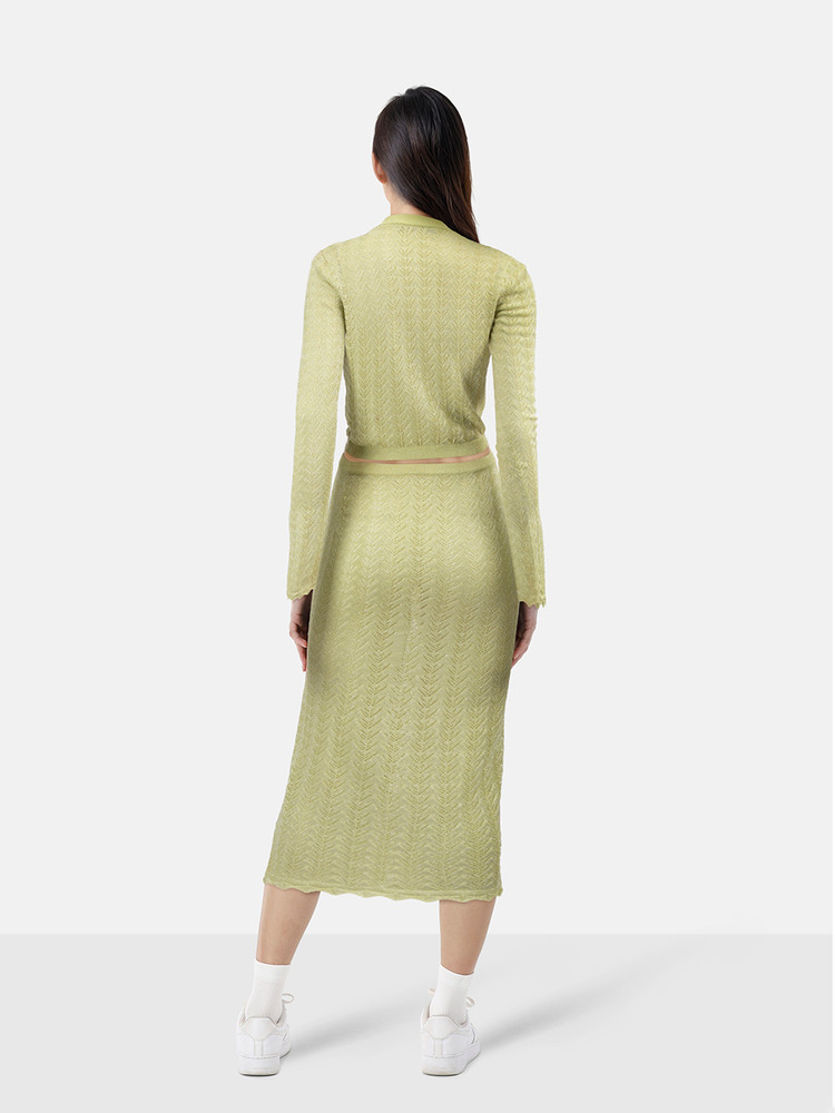 Alessandra Rich Green Cardigan & Skirt Set