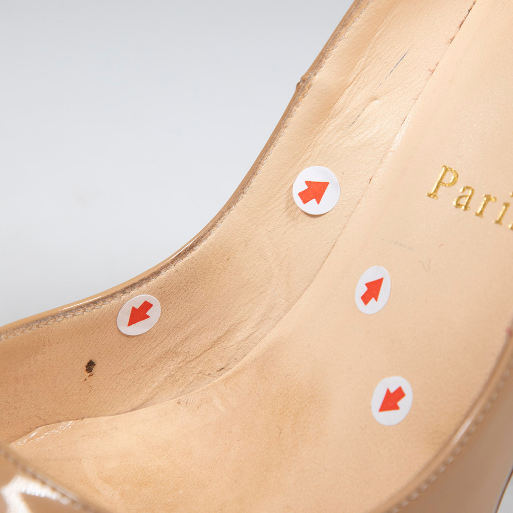 Christian Louboutin Beige Peep Toe Patent Heels