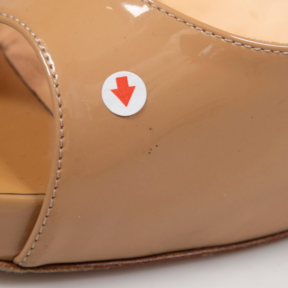 Christian Louboutin Beige Peep Toe Patent Heels