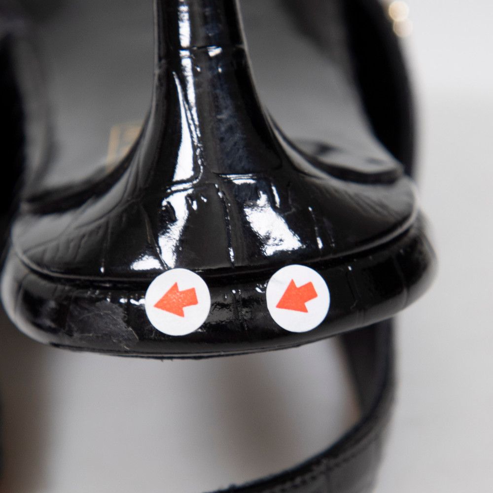 Anine Bing Black Leather Metal Cap Toe Nina Heels