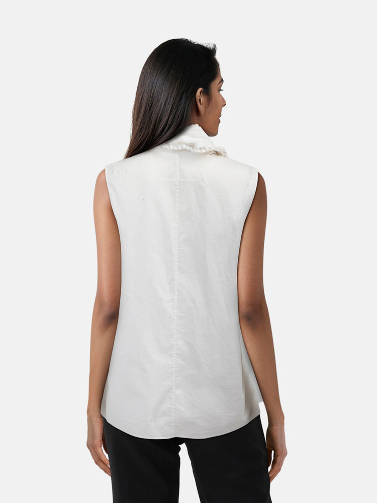 Givenchy White Sleeveless Ruffle Blouse