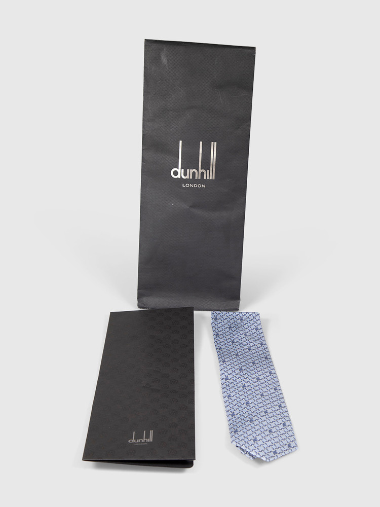 Dunhill Blue Mulberry Silk Patterned Tie