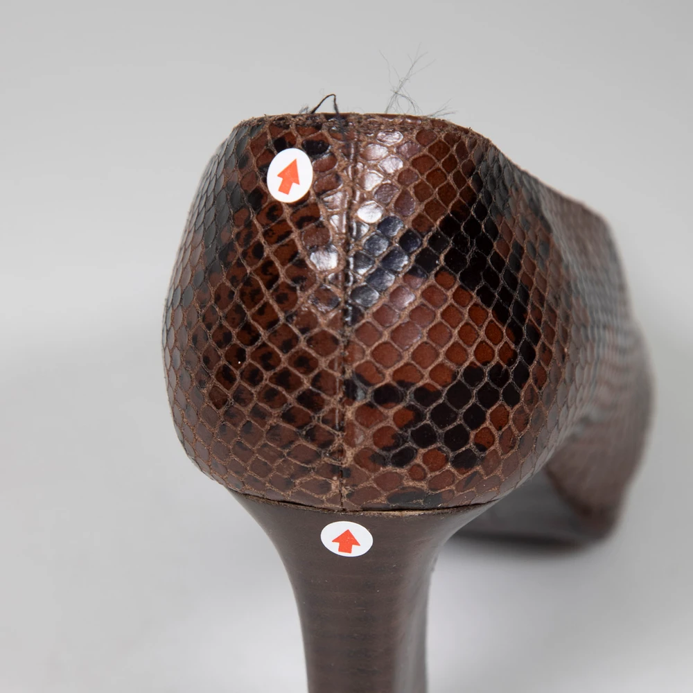 Saint Laurent Vintage Brown Leather Snake Emboss Pumps