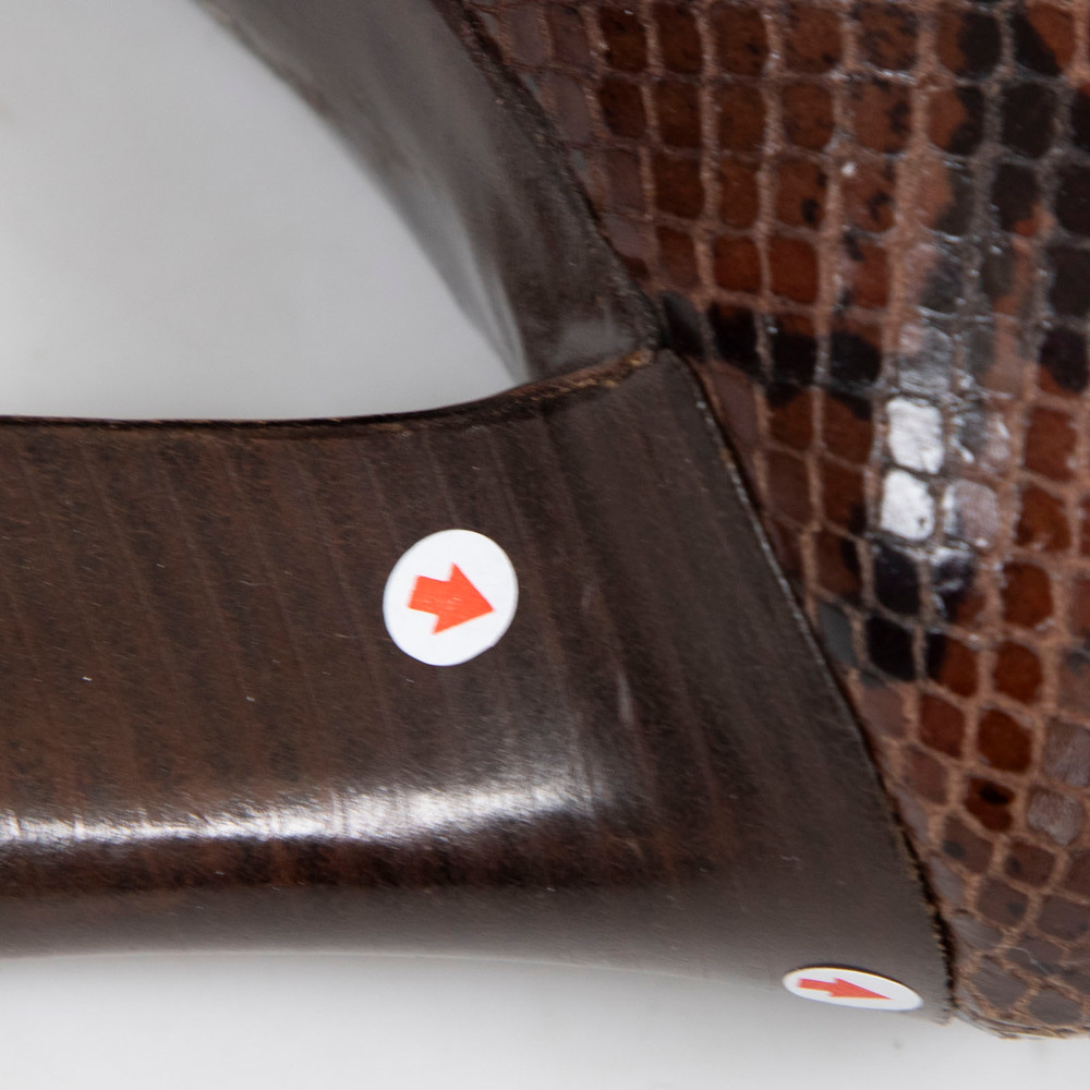 Saint Laurent Vintage Brown Leather Snake Emboss Pumps