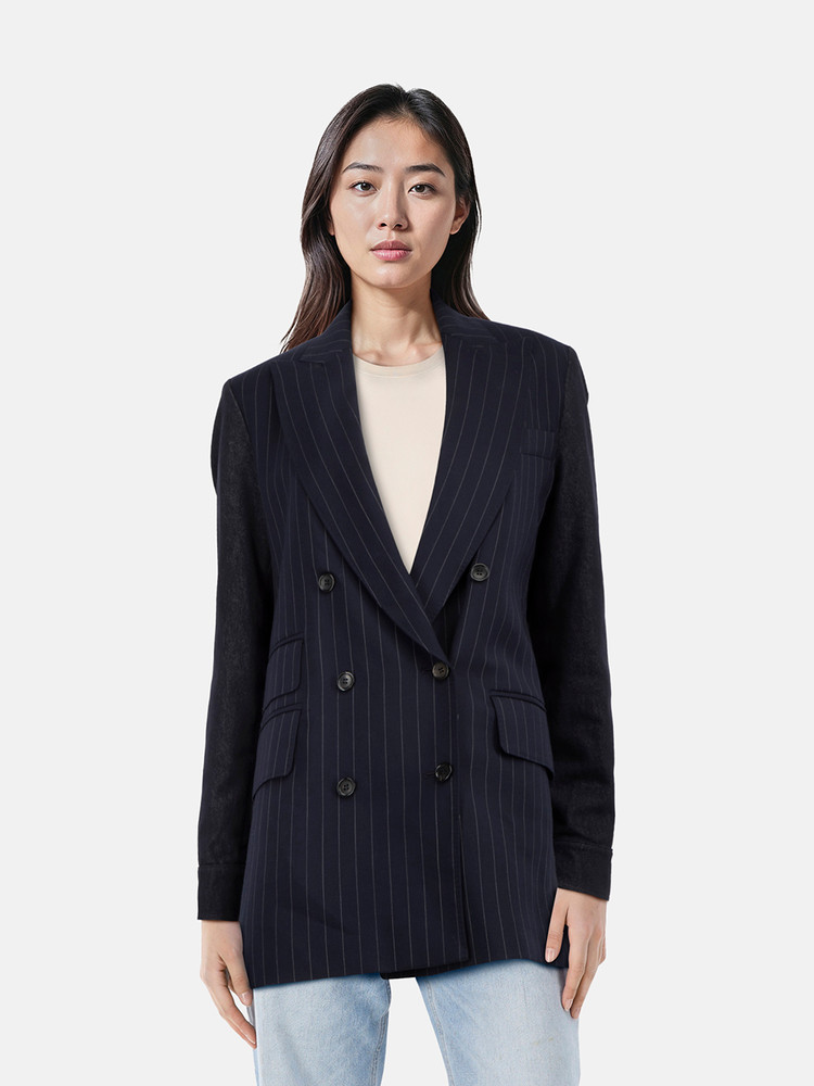 Max Mara Navy Pinstripe & Denim Blazer