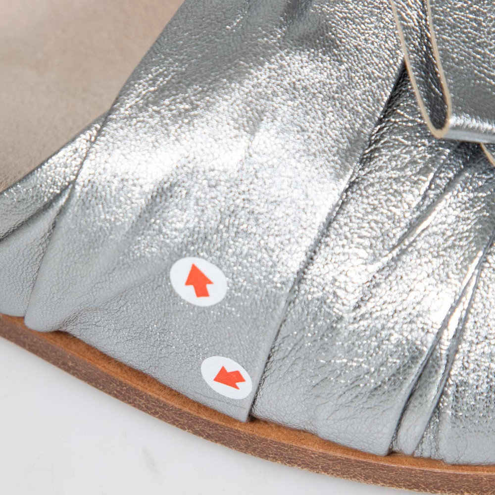 Prada Silver Leather Bow Slides