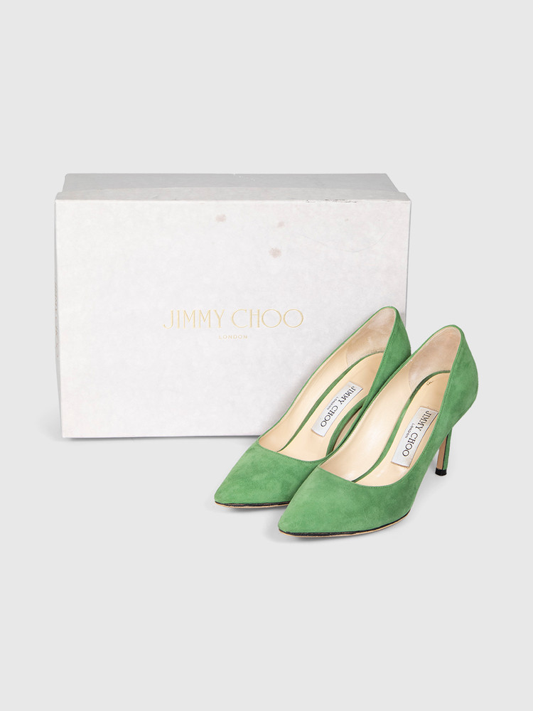Jimmy Choo Green Suede Pumps