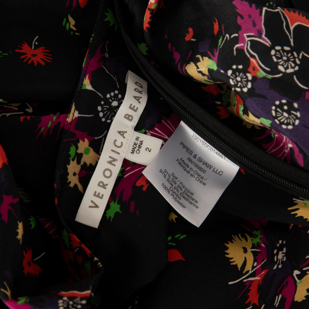 Veronica Beard Floral Silk Front Tie Blouse