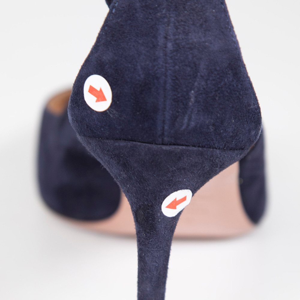 Aquazzura Navy Suede Cut Out Heels