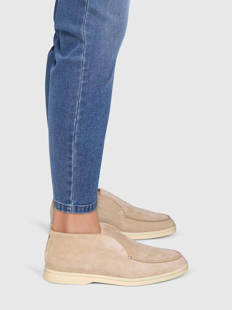 Loro Piana Beige Suede Open Walk Loafers