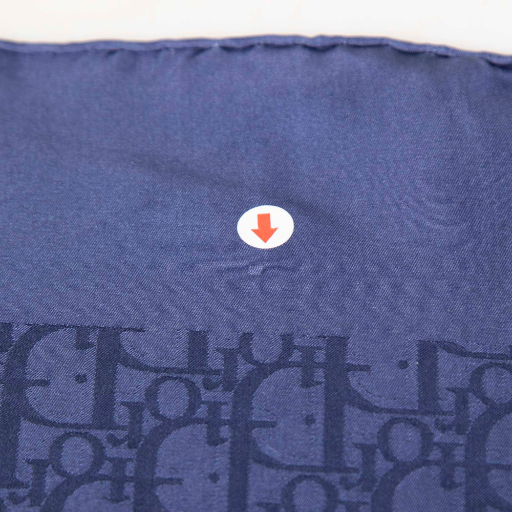 Dior Navy Silk Oblique Logo Scarf