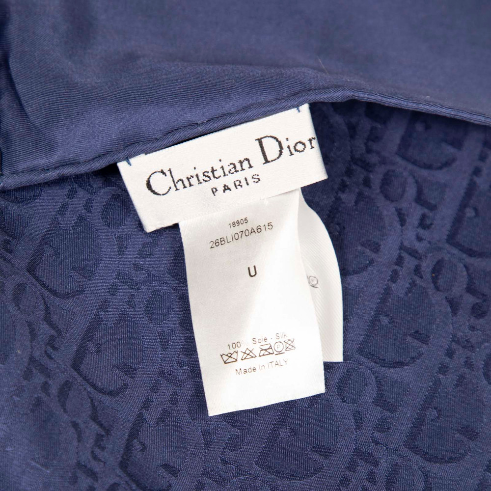 Dior Navy Silk Oblique Logo Scarf