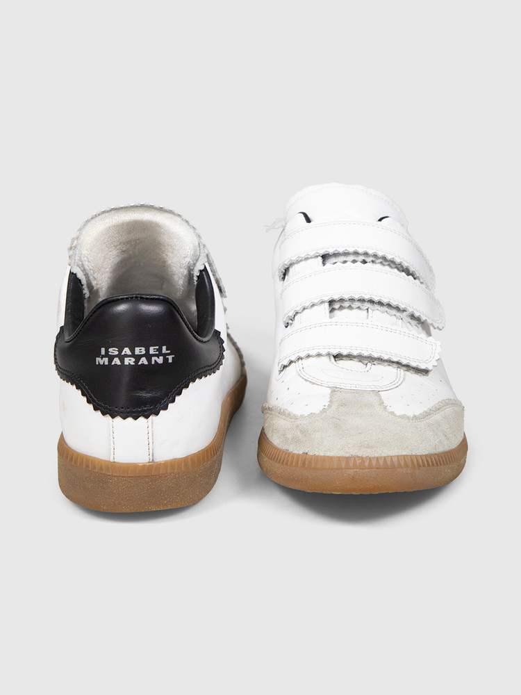 Isabel Marant White Panelled Leather Velcro Trainers