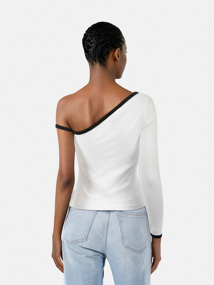 Courrèges White Asymmetric Jersey Top