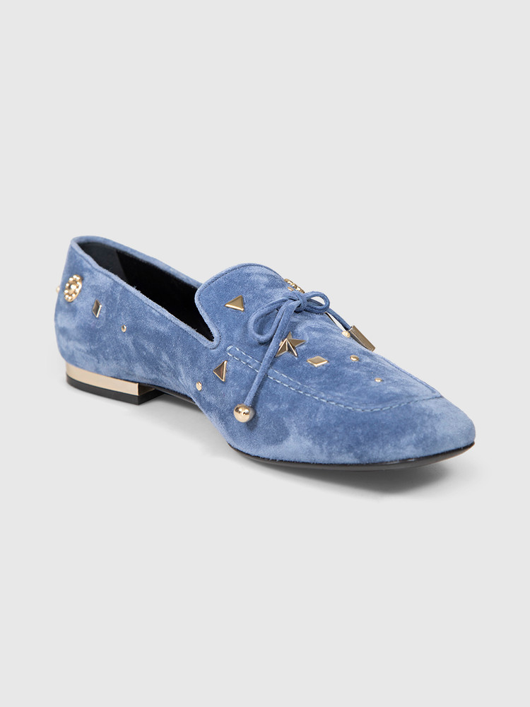 Roger Vivier Blue Suede Studded Loafers