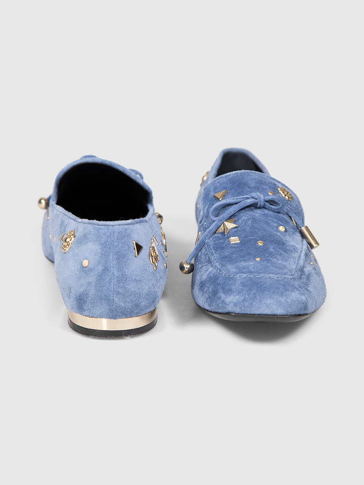 Roger Vivier Blue Suede Studded Loafers