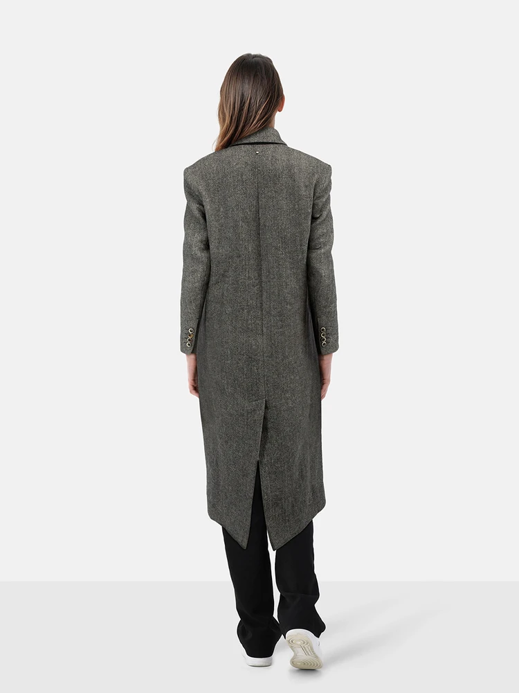 Sportmax Grey Wool Double Breasted Coat