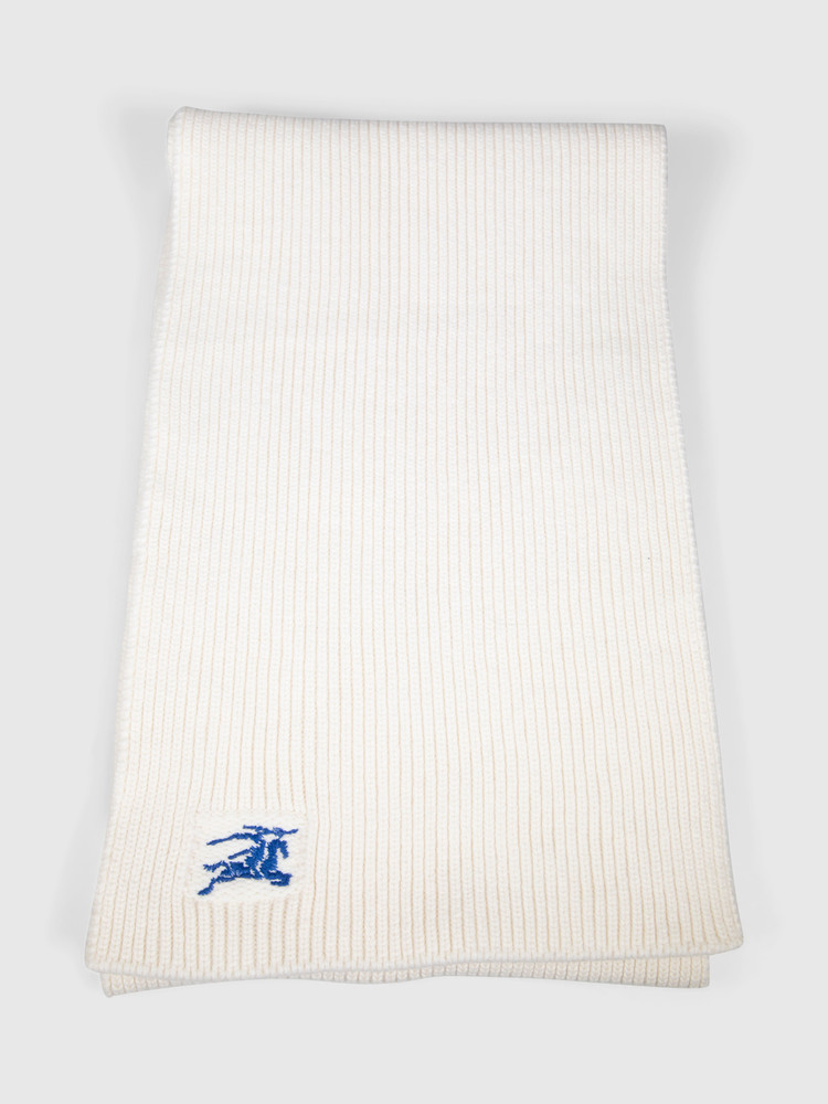 Burberry White Cashmere Knit Scarf