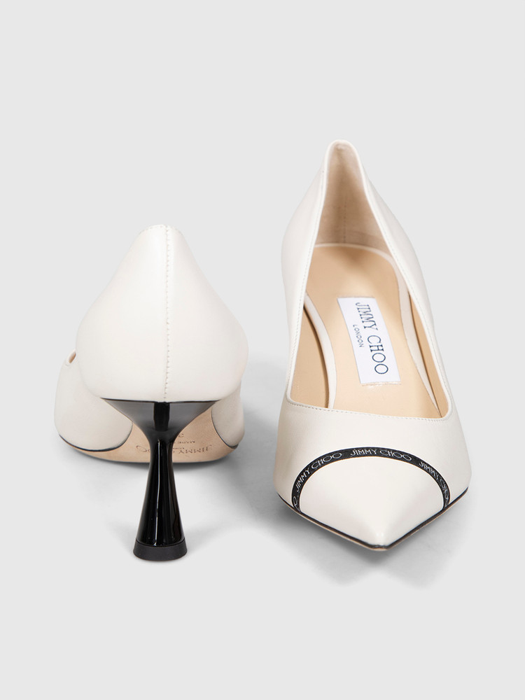 Jimmy Choo White Leather Logo Detail Pumps