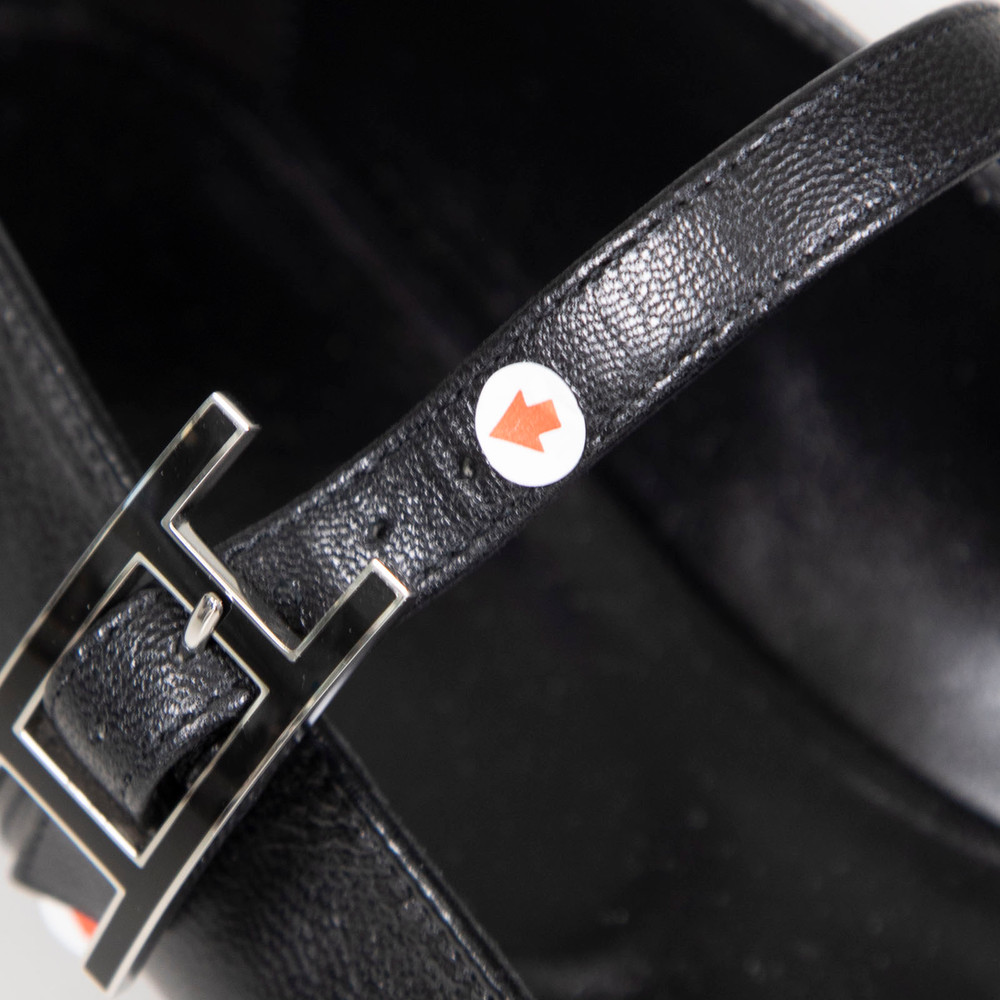 Hermès Black Leather Jane Ballet Flats