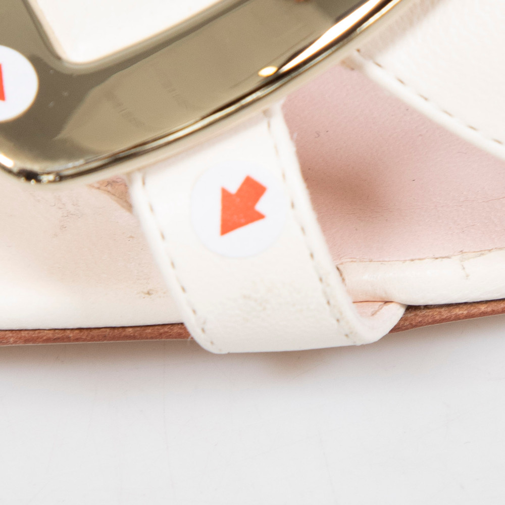 Roger Vivier White Leather Buckle Heeled Sandals