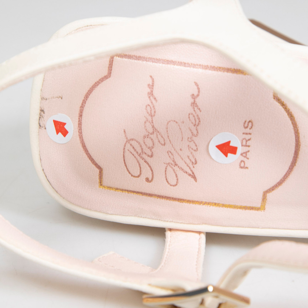 Roger Vivier White Leather Buckle Heeled Sandals