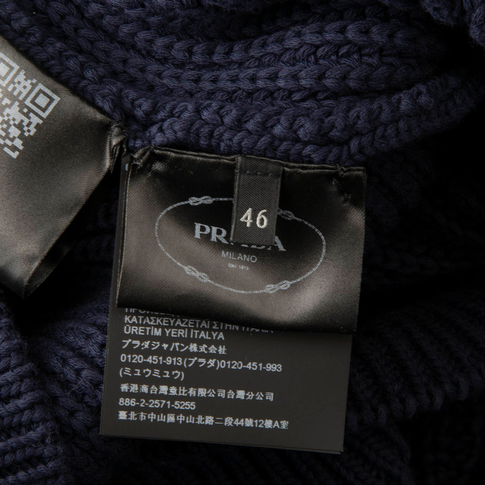 Prada Navy Knit Zip Up Cardigan