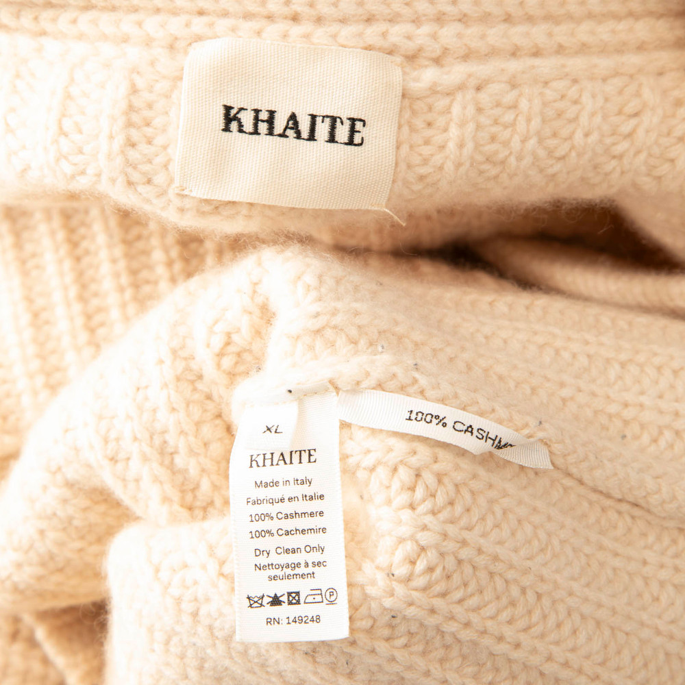 Khaite Biege Cashmere Puff Sleeves Cardigan