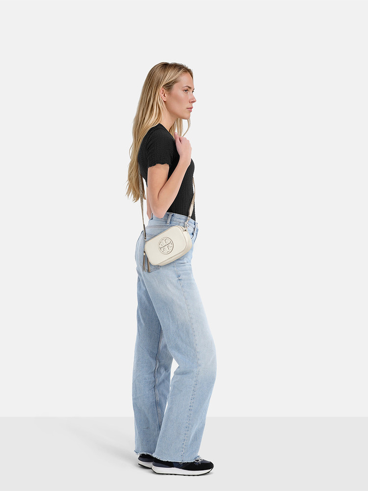 Tory Burch Ecru Leather Miller Mini Crossbody Bag