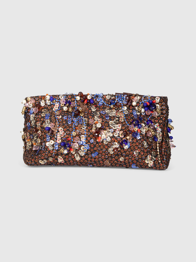 Dries Van Noten Metallic Beaded Clutch Bag