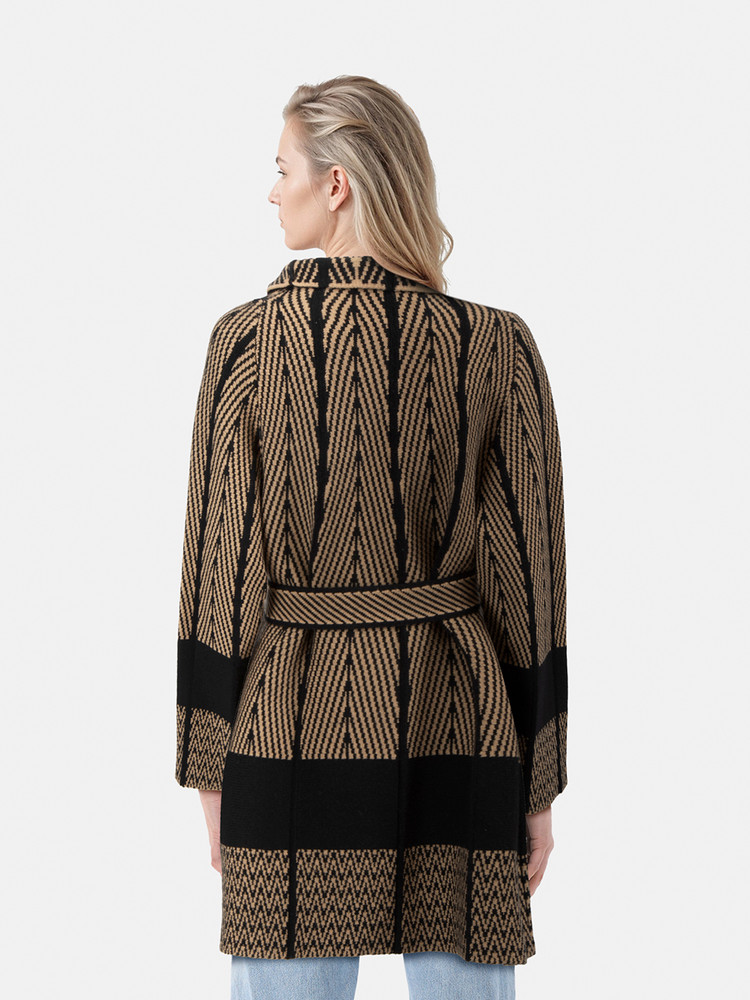Joseph Brown & Black Wool Chevron Jacquard Jacket