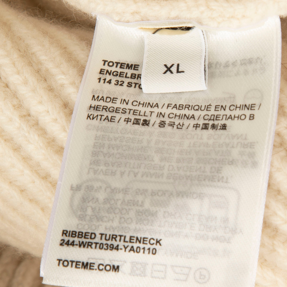 Totême Beige Wool Ribbed Turtleneck Jumper