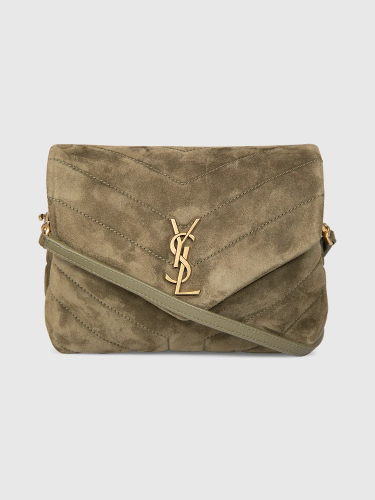 Saint Laurent Green Suede LouLou Crossbody Bag