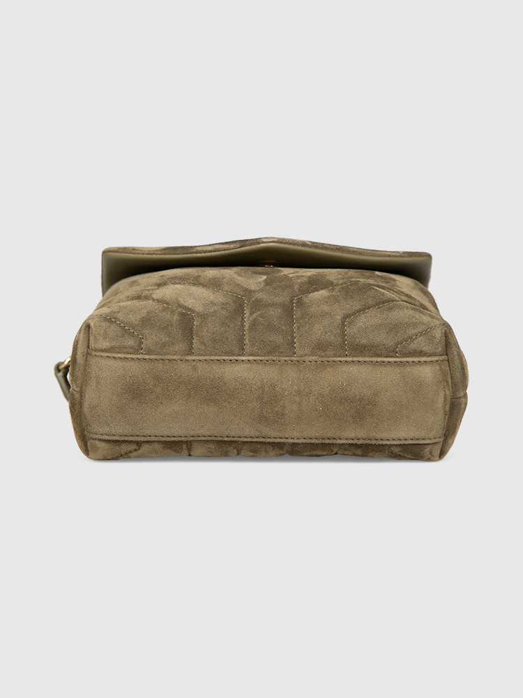 Saint Laurent Green Suede LouLou Crossbody Bag