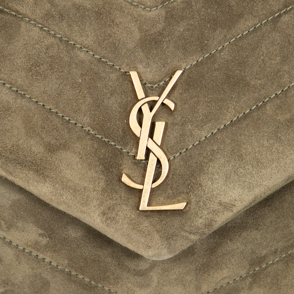 Saint Laurent Green Suede LouLou Crossbody Bag