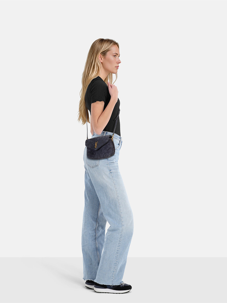 Saint Laurent Navy Suede Loulou Crossbody Bag