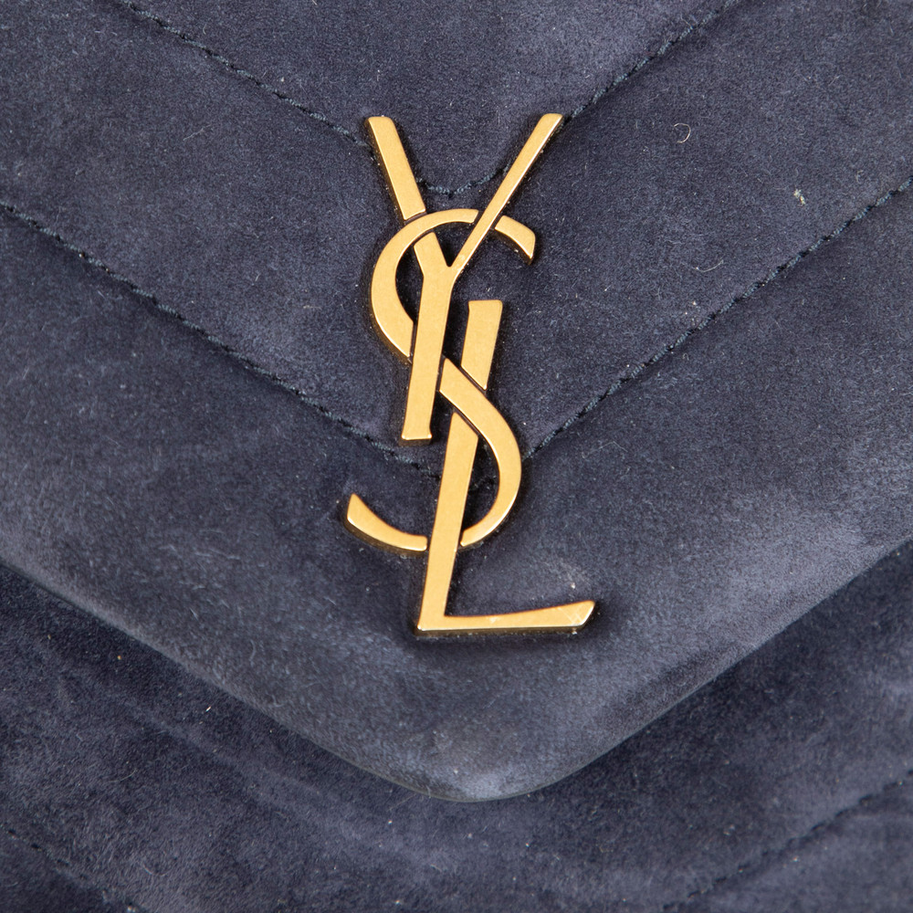 Saint Laurent Navy Suede Loulou Crossbody Bag