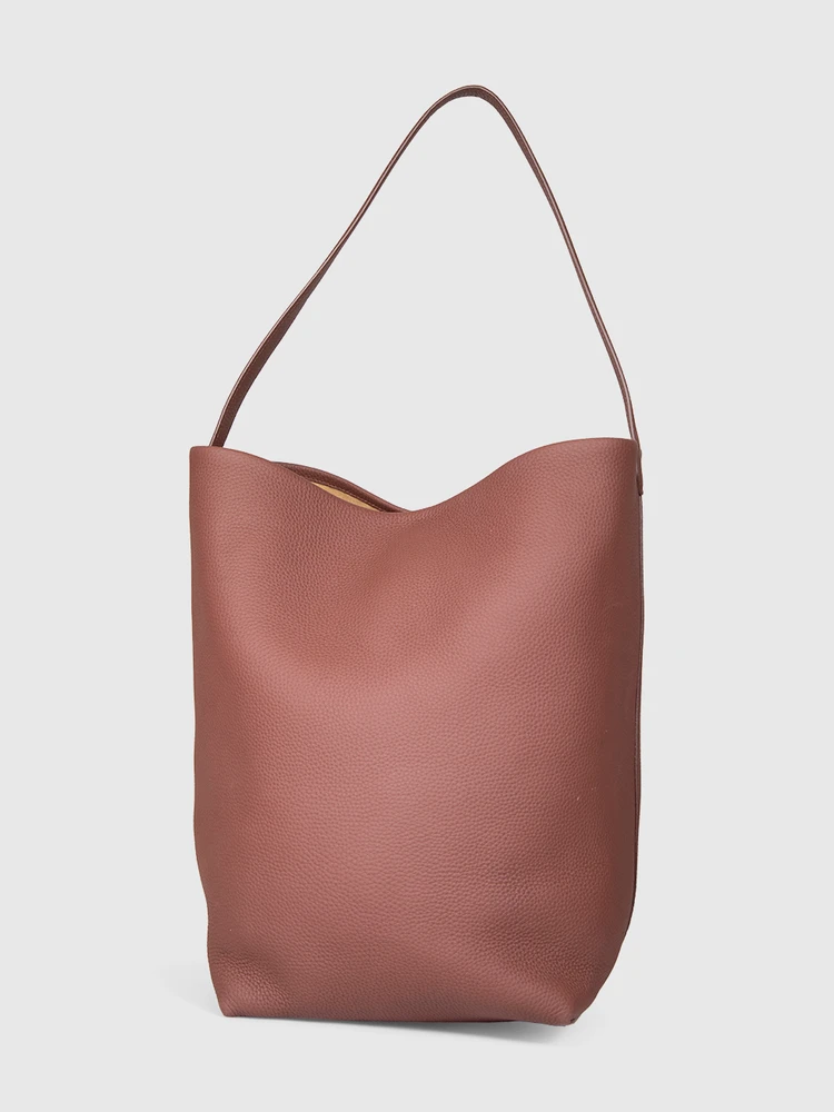 The Row Brown Leather Large N/S Park Tote Bag