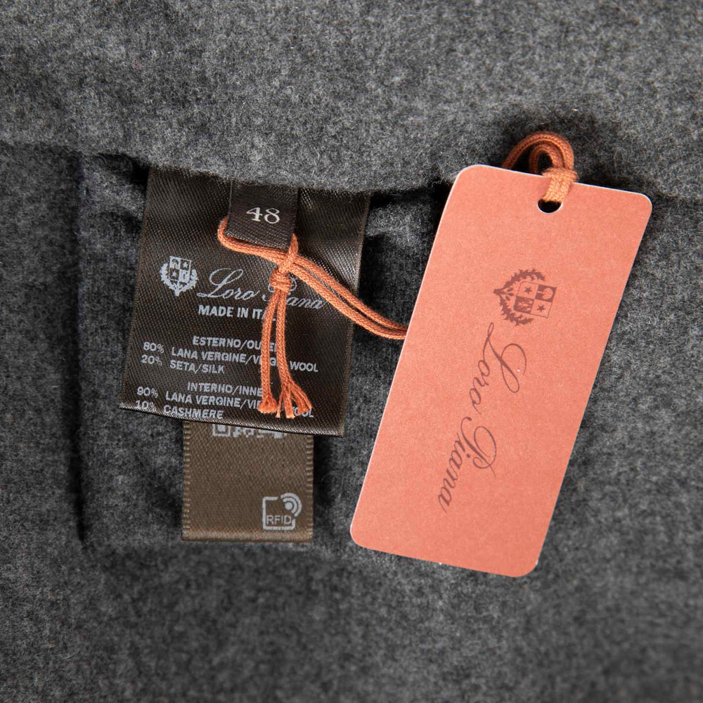 Loro Piana Navy Wool Long Coat With Scarf