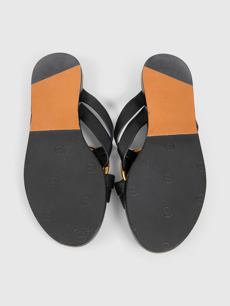 Chloé Black Leather Rony Sandals