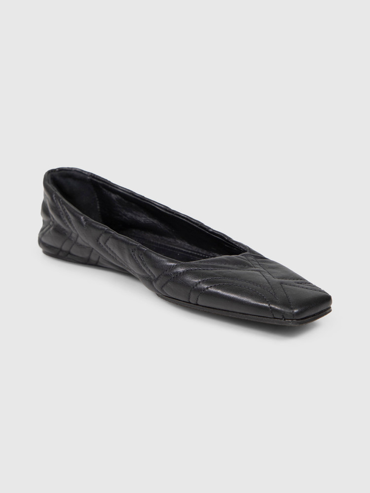 Totême Black Leather Quilted Ballet Flats